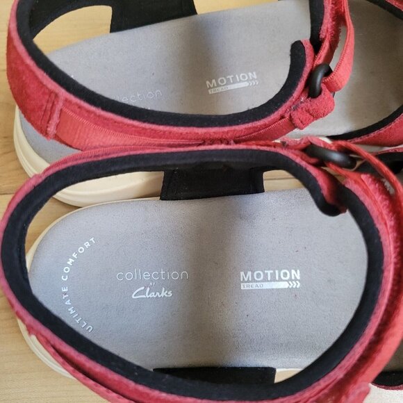 Clarks Womens Solan Drift Hook & Loop Strap Sandals Red Size 9.5 - Picture 9 of 11